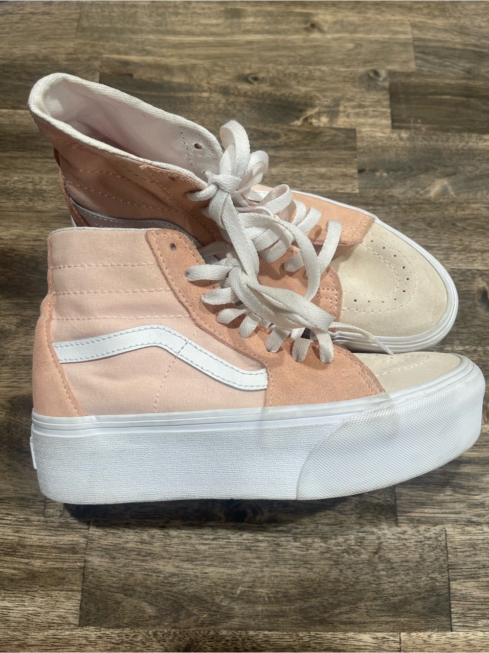 Vans Sk8-Hi Platform High Top Sneakers Women’s 6.5 Peach Suede Canvas
